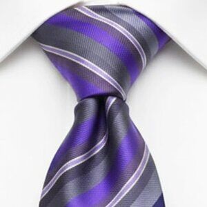 Kenneth Cole Reaction Silk Tie Striped Repp Purple Gray